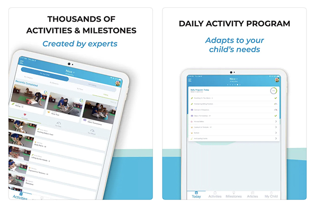 Screenshots of Babysparks, one of the best apps for moms