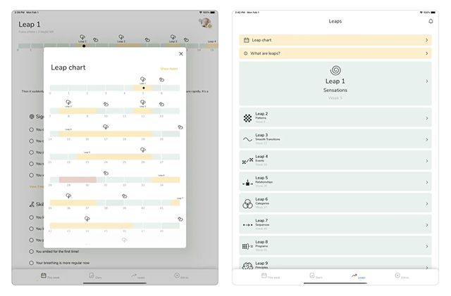 Screenshots of the Wonder Weeks, one of the best apps for moms