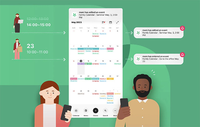 Screenshots of the TimeTree app, one of the best family organizer apps