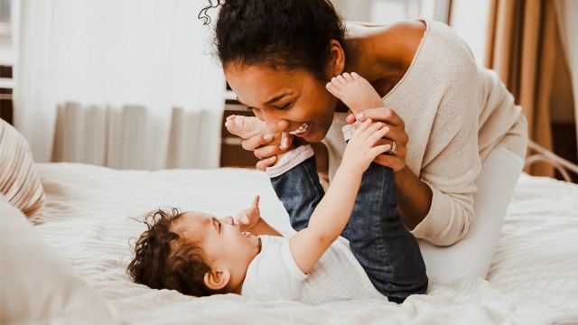 a mom with her daughter saying one of the important things to say to a toddler