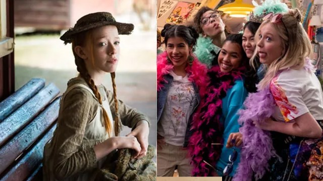 two pictures side by side of mom and daughter shows