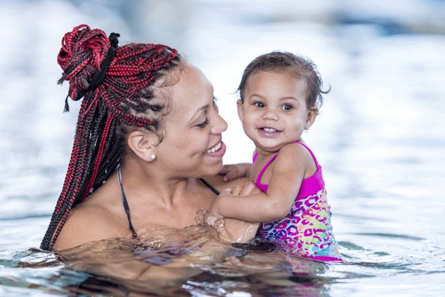 a mommy and me swim class, which is a good thing to do with infants.