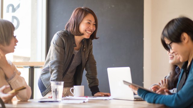 smiling woman at work