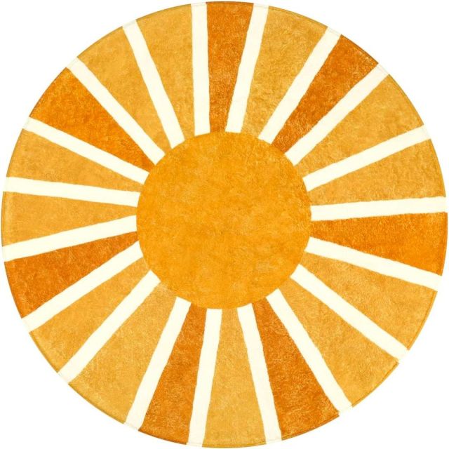 yellow sun round kids rug