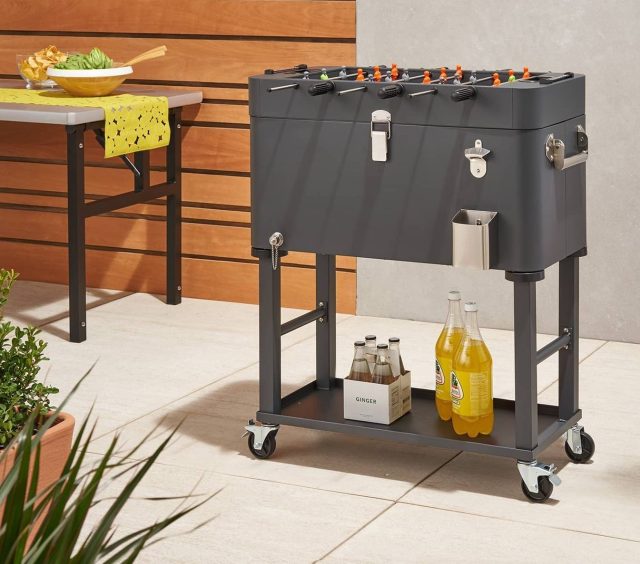 the cooler on a backyard patio