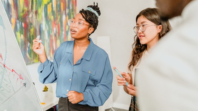 woman talking at work